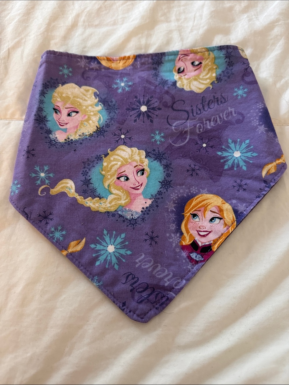 Purple 'Sisters Forever' Bandana Bib for Kids - Frozen Inspired
